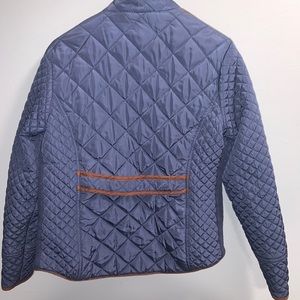 Blue Think Puffer w/ Brown Suede Accents